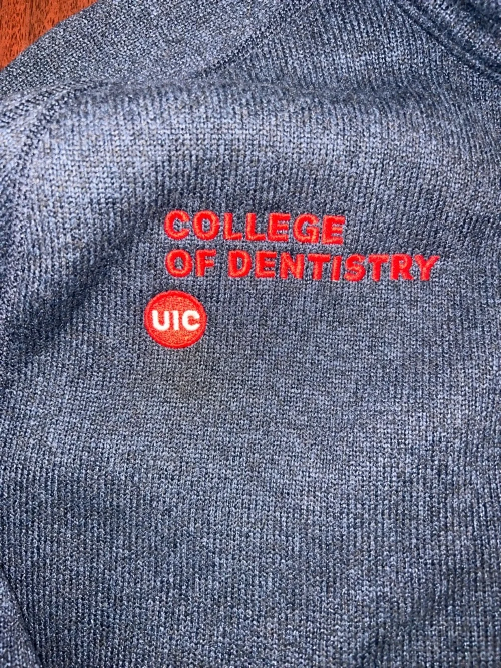 Patagonia Navy Pullover with UIC of Dentistry Embroidery - Picture 2 of 3